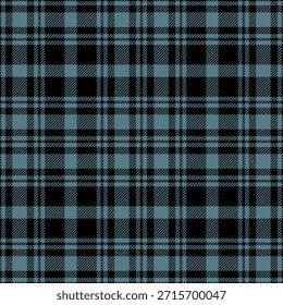 Padrão de verificação de cor azul contínuo e preto. Desenho xadrez para impressões.Repetição do padrão.  Tecido tartan repetido.Vetor escocês fabriс.Ekose texture.Madras flannel.Checker line.Stripe gingham.
