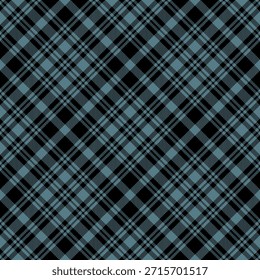 Padrão de verificação de cor azul contínuo e preto. Desenho xadrez para impressões.Repetição do padrão.  Tecido tartan repetido.Vetor escocês fabriс.Ekose texture.Madras flannel.Checker line.Stripe gingham.