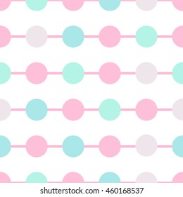 Seamless blue-pink bead pattern. Colorful garland celebration background. Vector illustration.