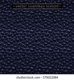 Seamless bluish black leather texture. Vector imitation of a natural surface with the greasy carbon coating. Exact combination of coal shades and reflexes gives to the pattern a dark luster effect.