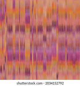 Seamless blurred ombre fuzzy techno glitch error pattern for surface design and print. Vector textile illustration. Multicolored blurry boho stripes of color. Psychedelic ethnic graphic motif swatch.