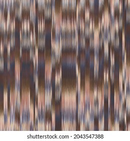 Seamless blurred ombre fuzzy techno glitch error pattern for surface design and print. Vector textile illustration. Multicolored blurry boho stripes of color. Psychedelic ethnic graphic motif swatch.
