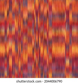 Seamless blurred ombre fuzzy techno glitch error pattern for surface design and print. Vector textile illustration. Multicolored blurry boho stripes of color. Psychedelic ethnic graphic motif swatch.