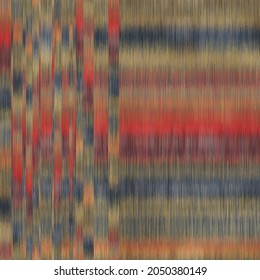 Seamless blurred ombre fuzzy techno glitch error pattern for surface design and print. Vector textile illustration. Multicolored blurry boho stripes of color. Psychedelic ethnic graphic motif swatch.