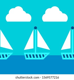 Seamless Boats And Cloud Pattern Vector Illustration EPS 10.