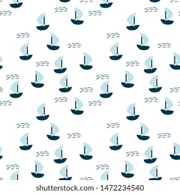 Seamless boats on water pattern