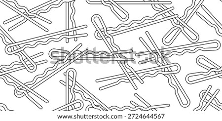 Seamless bobby pin pattern. Hairpin line art illustration for fashion and beauty design