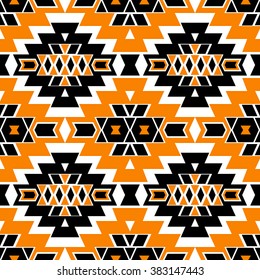 Seamless boho chic pattern with ethnic aztec motives. Vector wallpaper with tribal ornament.