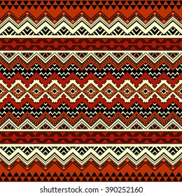 Seamless boho chic pattern with ethnic aztec ornament. Modern folk wallpaper. Hand drawn abstract vector illustration.