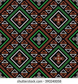 Seamless boho chic style pattern with tribal aztec ornament.  Modern ethnic wallpaper. 