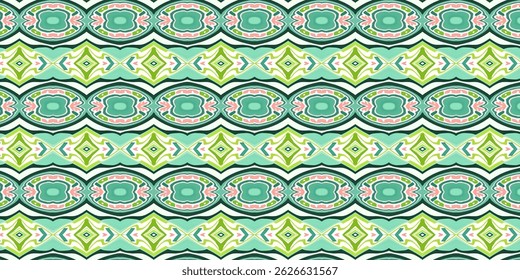 Seamless Boho Floral and Geometric Pattern in Pastel Tones