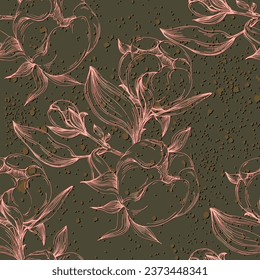 Seamless boho floral pattern with peony flowers. Retro collage pattern. Contemporary print for wedding stationary, greetings, wallpapers, fashion, backgrounds, textures, DIY, wrappers, cards