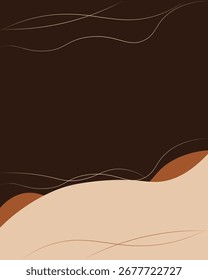 Seamless boho geometric pattern with watercolor mountain-inspired forms in warm beige and terracotta on dark umber, radiating natural warmth, ideal for fashion and minimalist geometric designs.