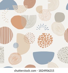 seamless boho pattern with abstract geometric shapes on white background. goof got textile prints, wallpaper, wrapping paper, scrapbooking, stationery, etc. EPS 10