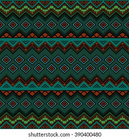 Seamless boho pattern with aztec ornament. Hand drawn abstract background template for textile, wrapping, post cards etc.