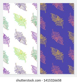 Seamless Boho Pattern with Ethnic Feathers, hand drawn vector illustration, can be used for wallpaper, web page background, greeting cards, fabric print.