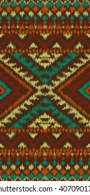 Seamless boho pattern with grunge effect. Aztec stylized abstract background. Carpet imitation.