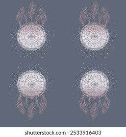  Seamless boho pattern with plain background 