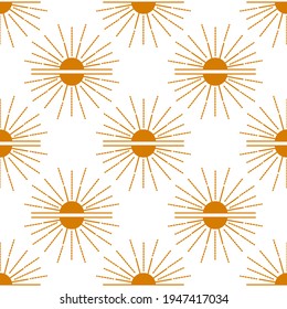 seamless boho pattern with sun vector illustration. abstract vector design elements for decoration in modern minimalist style for social media posts, stories, wallpaper, wall art, fabric, paper.