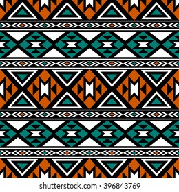 Seamless boho  pattern with tribal aztec ornament. Abstract background in folk style.