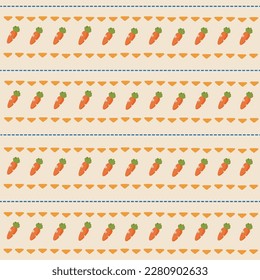 Seamless boho patterns with cute carrot. Contemporary minimalistic trendy yellow backgrounds for kids. Vector illustration Flat web design element for website or app, graphic design, logo, web site, s