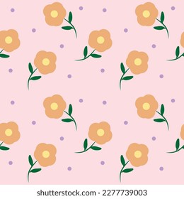Nahtlose Bohustenmuster mit rosafarbener Blume. Moderne, minimalistische, rosa Hintergründe für Kinder. Vektorgrafik Flaches Webdesign-Element für Website oder App, Grafikdesign, Logo, Website, sog.