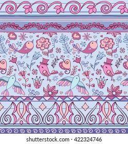 Seamless boho style pattern with Ottoman motifs