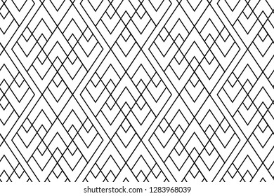 Seamless boho style pattern with outlined rhombus repeat.