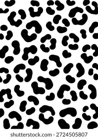 Seamless Bold Black Leopard Spot Pattern on White Background – Vector Animal Print