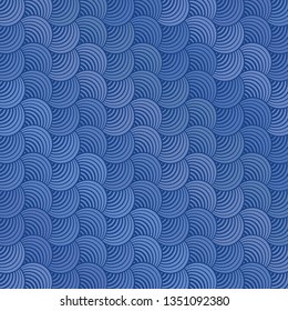 Seamless Bold Diagonal Abstract Striped Monochrome Blue Variation Petals Background Vector Pattern