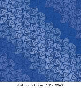 Seamless Bold Diagonal Abstract Striped Blue Variation Petals Background Vector Pattern