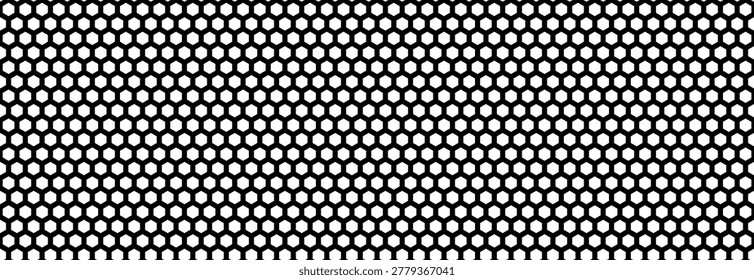 Seamless bold honeycomb pattern with thick black hexagonal outlines, abstract monochrome geometric background for wallpaper, textile, packaging, branding, modern industrial surface design