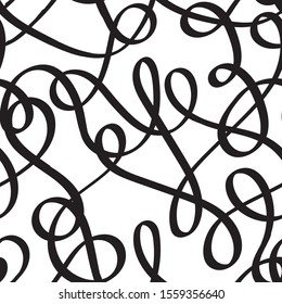 seamless bold line with loops. abstract background. chaotic vector texture