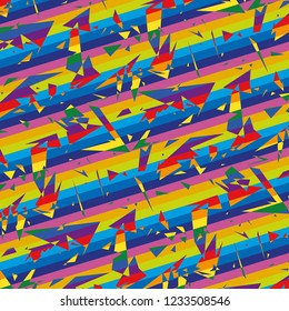 Seamless Bold Rainbow Multicolored Stripes Sharp Triangles Vector Pattern