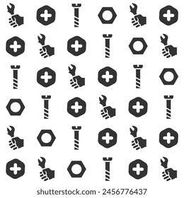 seamless bolt nut pattern vector design