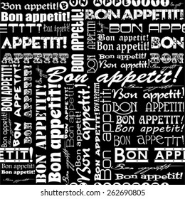 Seamless "Bon appetit!" pattern for the decoration and interiors
 of cafes, restaurants and bars.