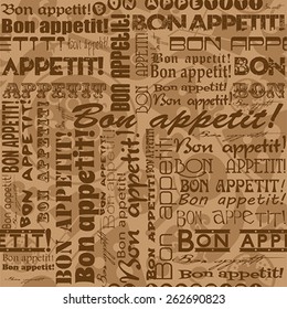 Seamless "Bon appetit!" pattern for the decoration and interiors
 of cafes, restaurants and bars.