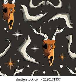 Seamless Bone pattern.  The magic element. Vector illustration. Items for divination and magic. A symbol of witchcraft.