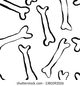 Seamless bones pattern. Pet shop vector background.