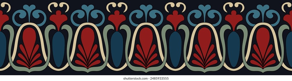 seamless border Abstract flowers, bridge lines, fabric borders, wallpaper frames, pillows, rugs.