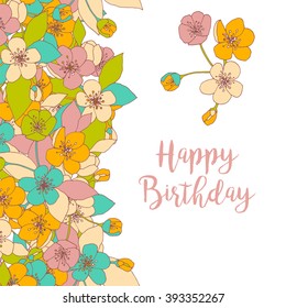 Seamless border with apple flowers.