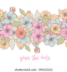 Seamless border with apple flowers.