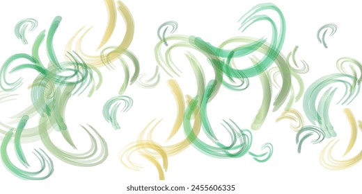 Seamless border background with four leaved greenery clover and shamrock for Saint Patrick's Day greeting Black and white leaf blots. original creative illustration.
