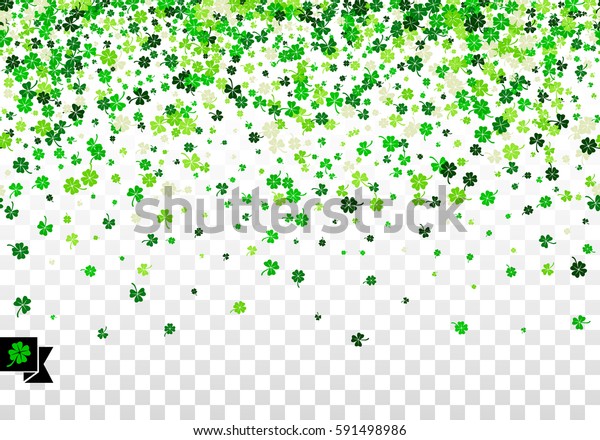 白い透明な背景にシームレスな縁取りの背景に 4つの葉を持つ緑のクローバーとシャムロック 聖パトリックの日の挨拶 ベクターイラスト のベクター画像素材 ロイヤリティフリー