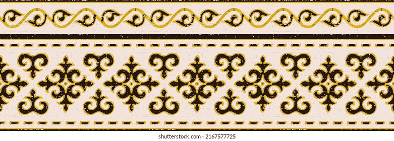 Frontera sin problemas, pancarta. Antecedentes étnicos sobre el tema del arte túrquico, diseño de vectores.