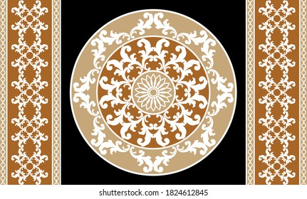 Seamless border with baroque elements, chains on black  background. EPS10 Illustration.