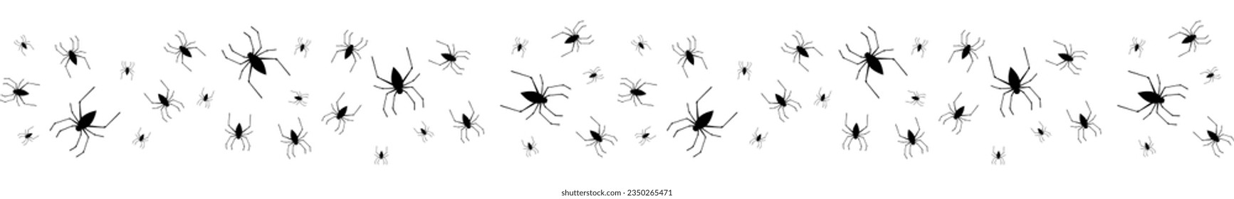 Seamless border with black spiders for Halloween decoration.