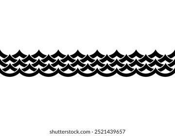 Frontera sin fisuras. Fondo de Vector blanco y negro de escamas de peces abstractos. Elemento de diseño marino moderno. Olas de mar. Agua. Stripe Para fundas, carteles, publicidad y diseño de interiores