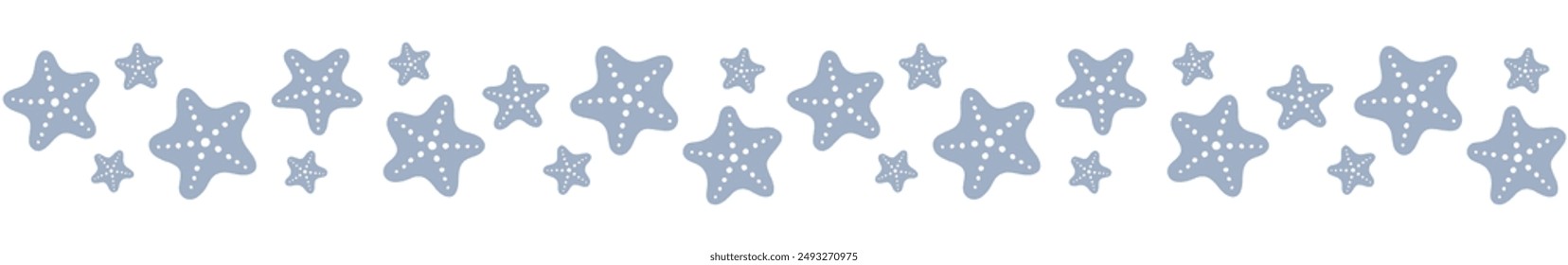 Seamless border with blue starfishes