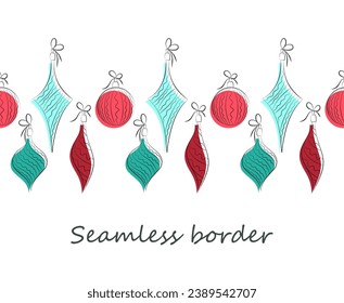 Frontera perfecta con decoraciones navideñas brillantes, fondo navideño de Año Nuevo.